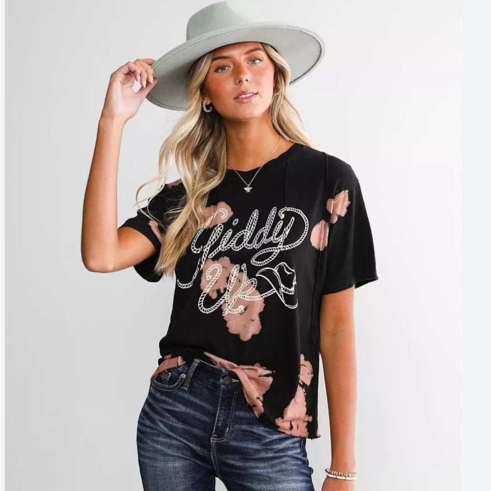 American Highway Size XL “Giddy Up” Black/Copper Exposed Seams Short Sleeve Tee